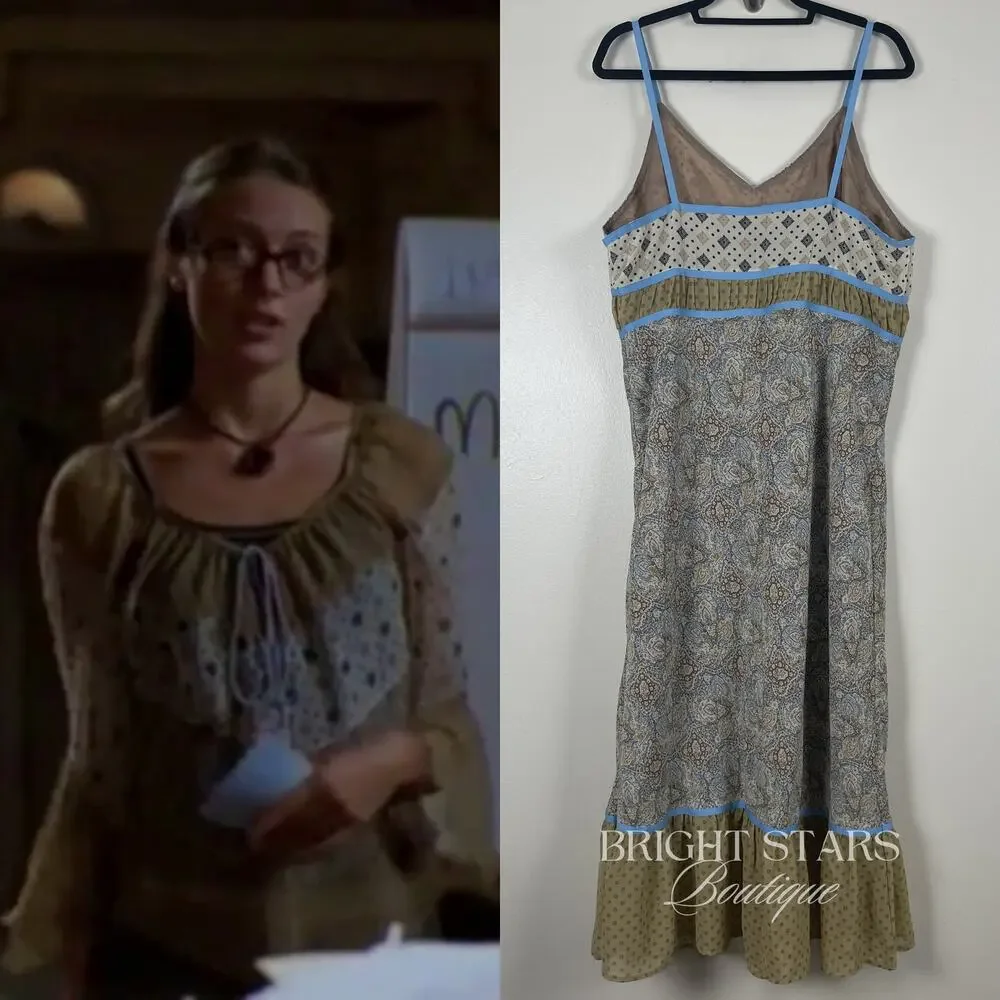 Rare Vintage Dress ALT ASO Lorelai Gilmore Girls Yellow Blue Pattern Paisley